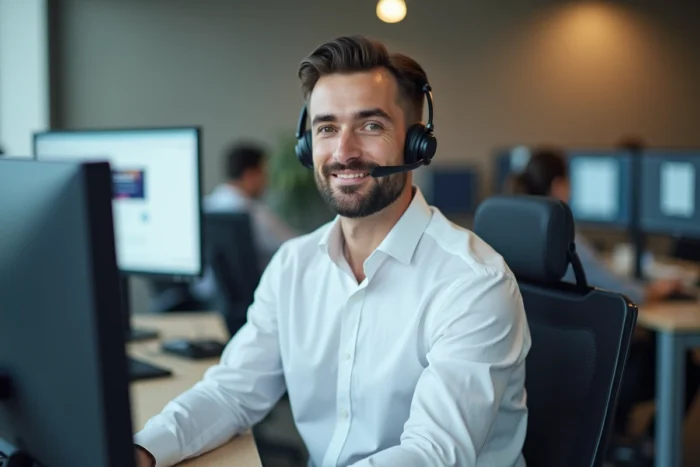 Technicien du support informatique CESI assistant un étudiant pour résoudre un problème d'accès à l'ENT